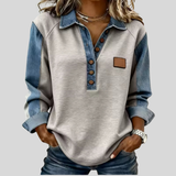 Voxanne™ | Pullover de Denim com Colarinho