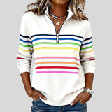 Prismette™ | Colorful Striped Zip Neck Sweatshirt