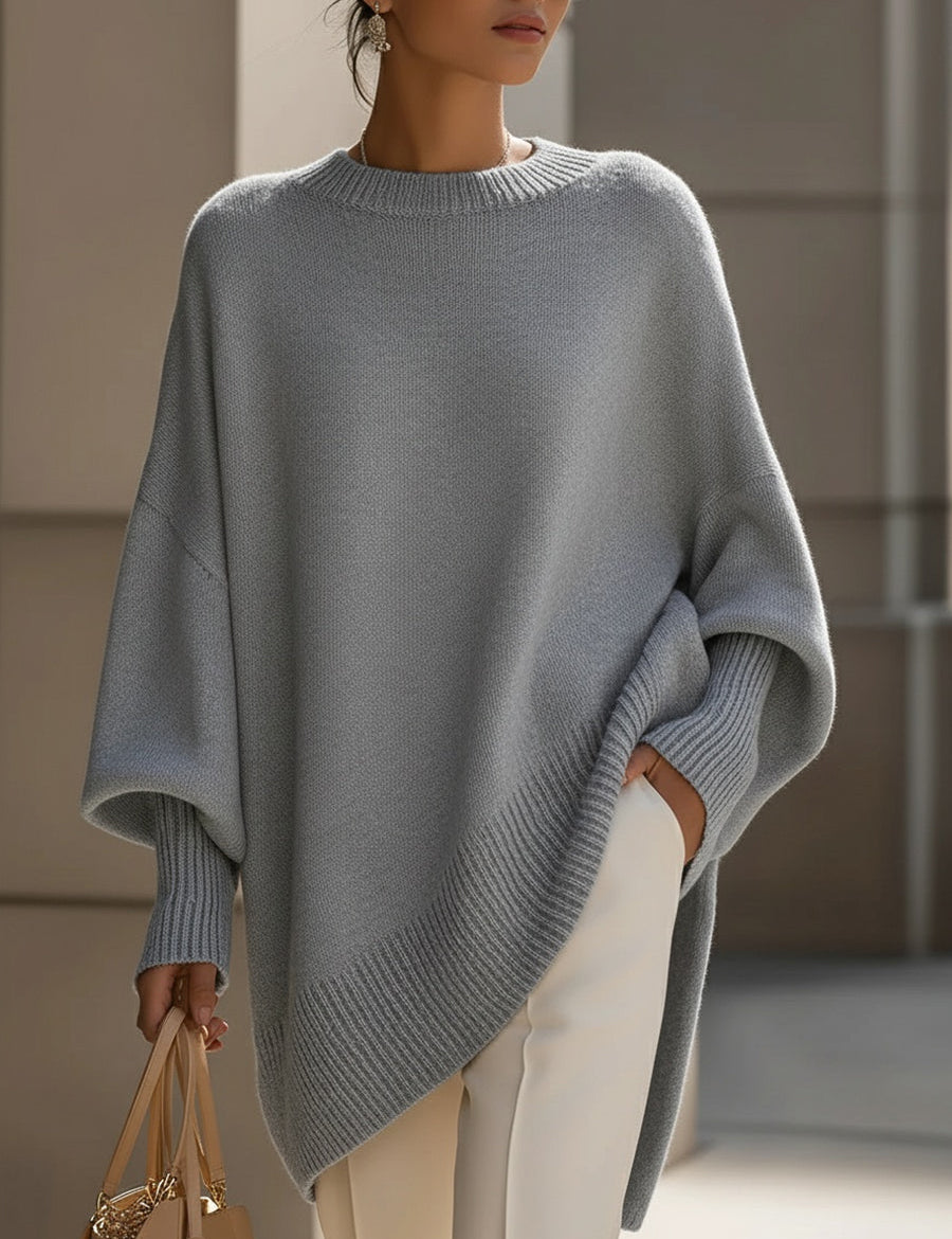 Jennifer | Oversized Jersey Draped Top with Wide Collar
