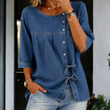 Vera - Blusa de Denim Vintage Larga