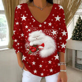 Camisa com Estampa de Gato Natalino