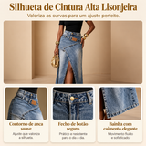 Apenas hoje ao preço promocional – amanhã a preço cheio! Saia maxi em denim com cintura em camadas para mulheres