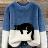 Belinda - Sweater Oversized com Estampa de Gato