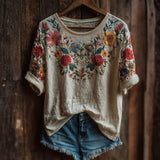 Camisa Estampada com Florais Vintage