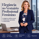 Conjunto de fato de 3 peças para mulher: blazer, top e calças