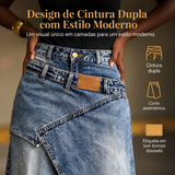 Apenas hoje ao preço promocional – amanhã a preço cheio! Saia maxi em denim com cintura em camadas para mulheres