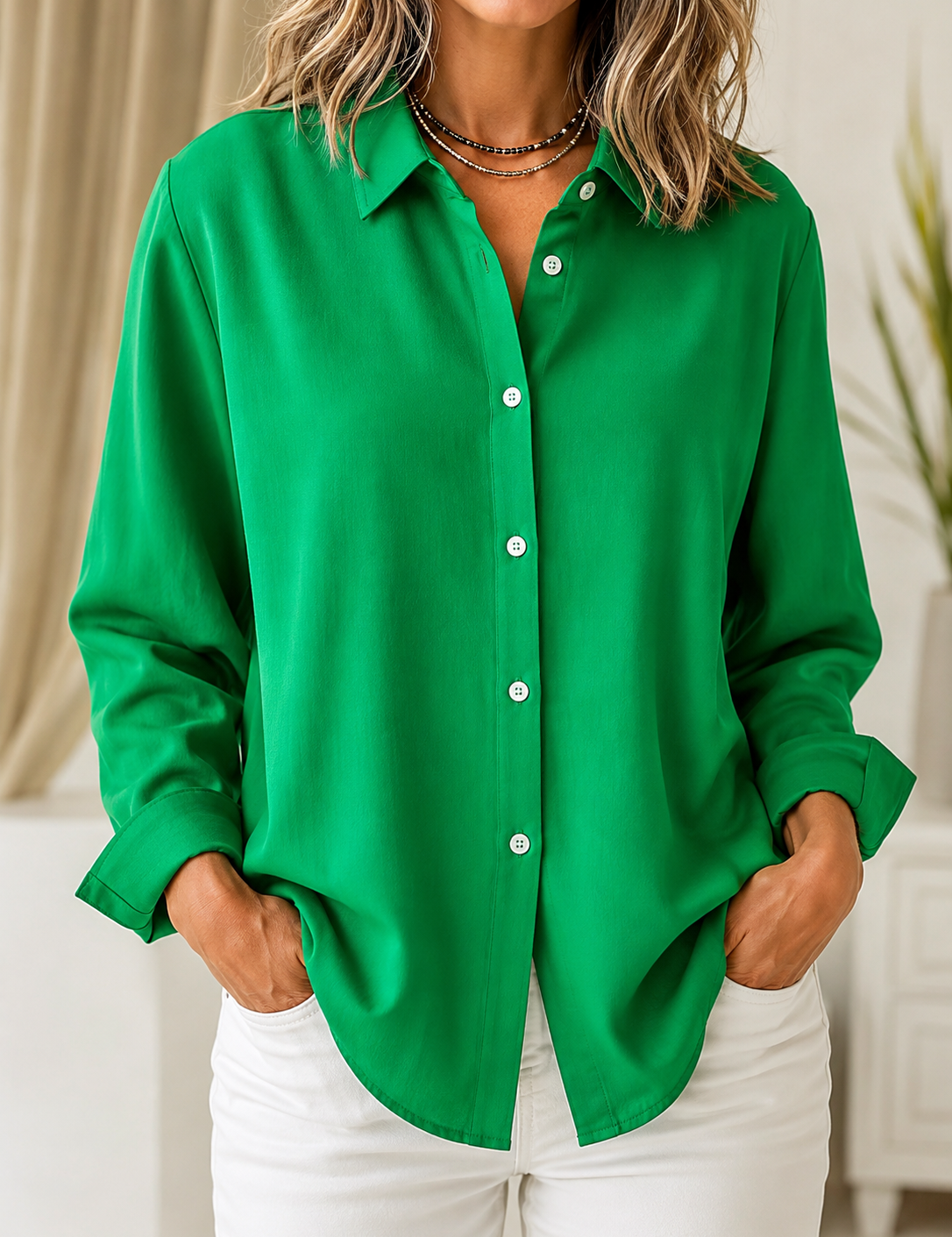 Delamont Paris | Camisa Clássica Lisa com Botão Frontal
