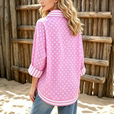 Camisa Casual com Estampa de Bolinhas e Listras
