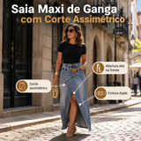 Apenas hoje ao preço promocional – amanhã a preço cheio! Saia maxi em denim com cintura em camadas para mulheres