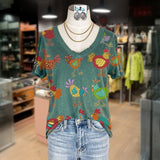 Camisa Estilo Vintage com Estampa de Animal