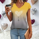 Impressa T-Shirt com Coração em Degradê