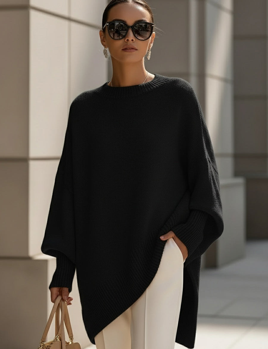 Jennifer | Oversized Jersey Draped Top with Wide Collar