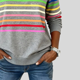 Prismette™ | Colorful Striped Zip Neck Sweatshirt