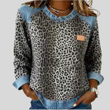 Hollyn™ | Suéter com Estampa de Leopardo e Gola de Jeans