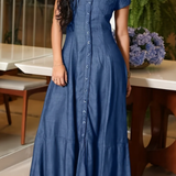 Eliza - Vestido de Denim Longo