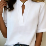 Margaux | Blusa Chic com Decote em V e Detalhe Dourado