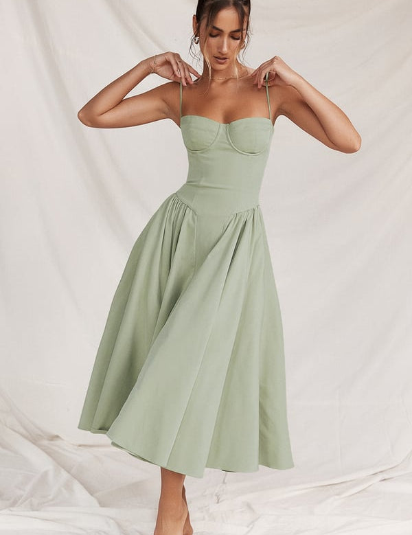 Sigrid | Midi Length Sleeveless Bustier Dress