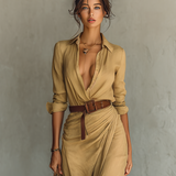 Costanza | Vestido Maxi com Colarinho Reversível