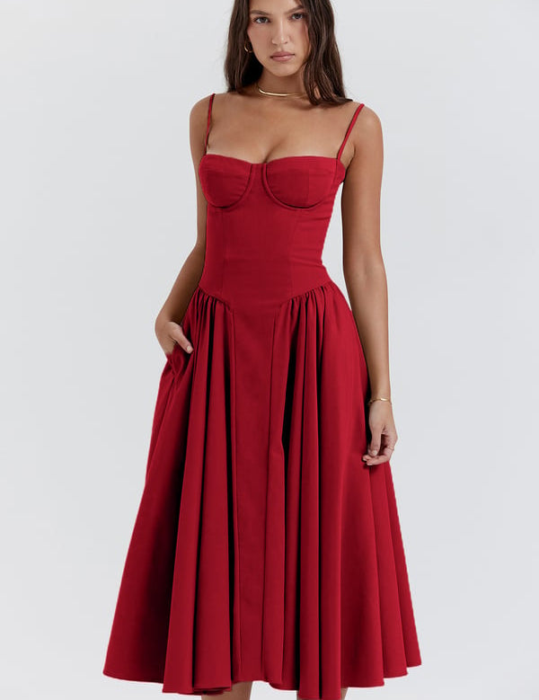 Sigrid | Midi Length Sleeveless Bustier Dress