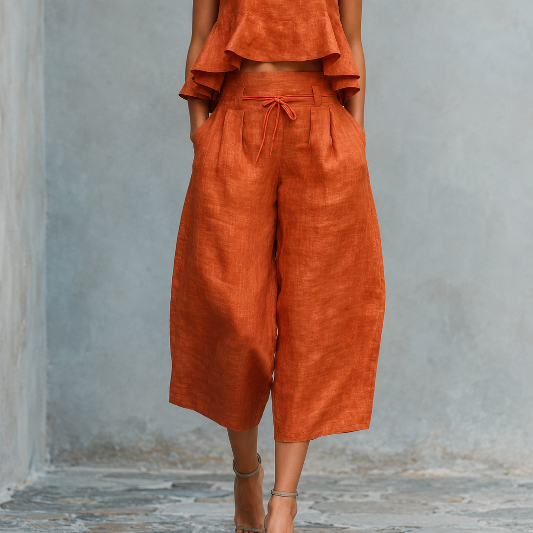 Conjunto Feminino de Duas Peças com Bainha Ajustada