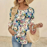 Camisa de Manga Longa Vintage com Estampa Floral