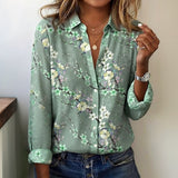 Camisa Casual com Estampa de Flores