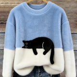 Belinda - Sweater Oversized com Estampa de Gato