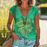 Impressa T-Shirt com Estampa de Trevo de Quatro Folhas