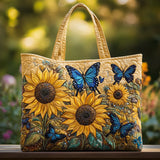 Jara | Bolsa Artesanal com Estampa de Girassol e Borboleta Azul