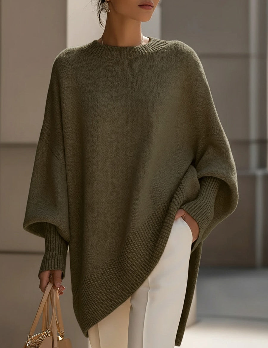 Jennifer | Oversized Jersey Draped Top with Wide Collar