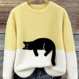 Belinda - Sweater Oversized com Estampa de Gato