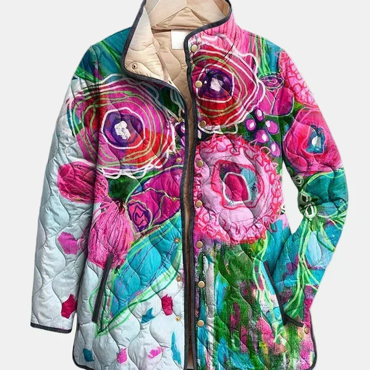 DELACROIX | Lucie Floral Watercolor Quilted Jacket