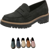 Mocassins Femininos Confortáveis para o Entretempo com Sola Grossa e Antiderrapante