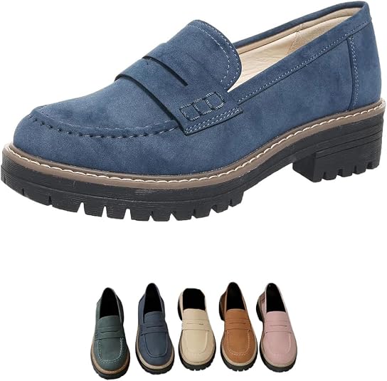 Mocassins Femininos Confortáveis para o Entretempo com Sola Grossa e Antiderrapante