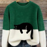Belinda - Sweater Oversized com Estampa de Gato