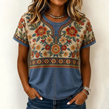 Blusa Vintage com Estampa de Flores