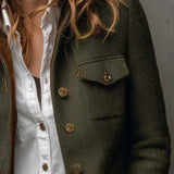 Honorine | Blazer Vintage Chevron com Detalhes Contrastantes