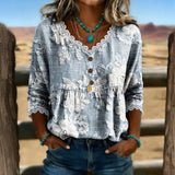 Blusa Vintage com Estampa de Flores