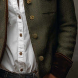 Honorine | Blazer Vintage Chevron com Detalhes Contrastantes