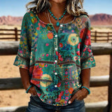 Blusa Vintage com Estampa Floral