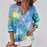 Camisa Casual Colorida de Mangas Longas