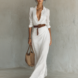 Costanza | Vestido Maxi com Colarinho Reversível