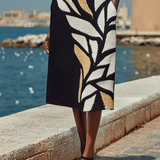 Vestido Midi Preto Sem Mangas Estampado Longo
