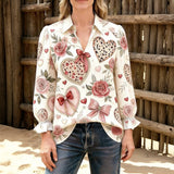 Camisa Vintage com Estampa de Flores
