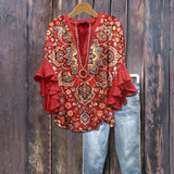 Blusa Vintage com Estampa de Flores