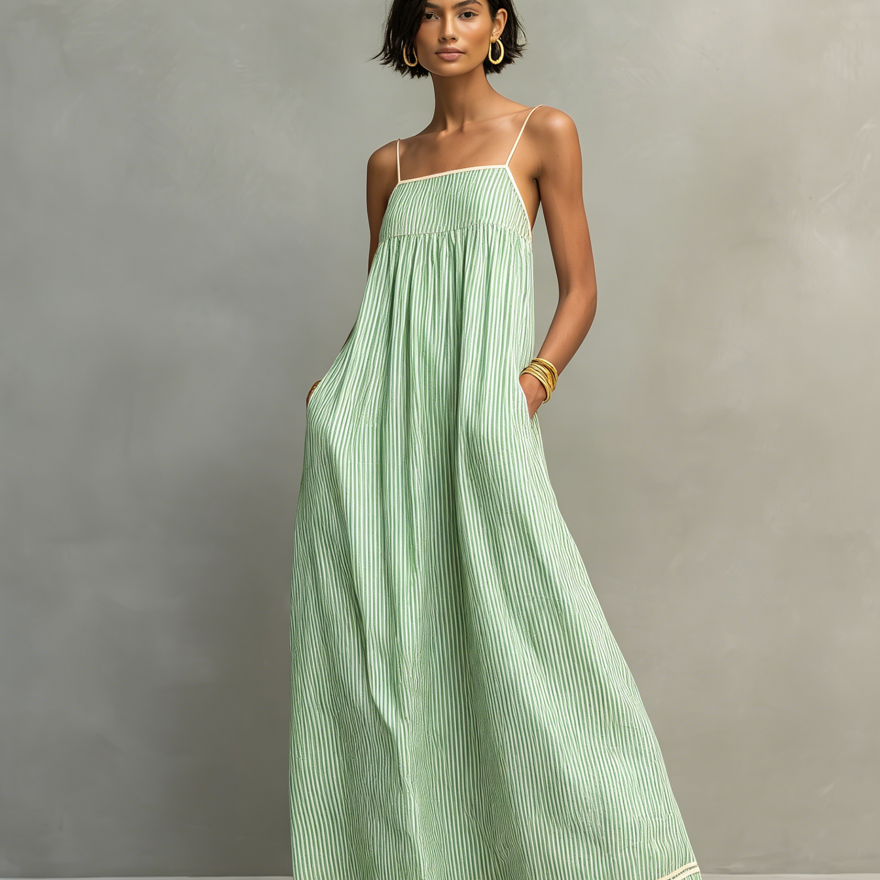 Alma · Vestido Azul com Alças Finas e Bolso