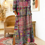 Celeste | Vestido com Patchwork Étnico