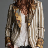 Suzanne | Blazer Listrado Boêmio com Gola Estampada