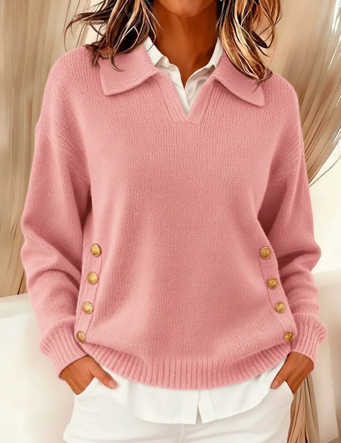 Vicenta | Jersey com Colarinho Polo e Botões
