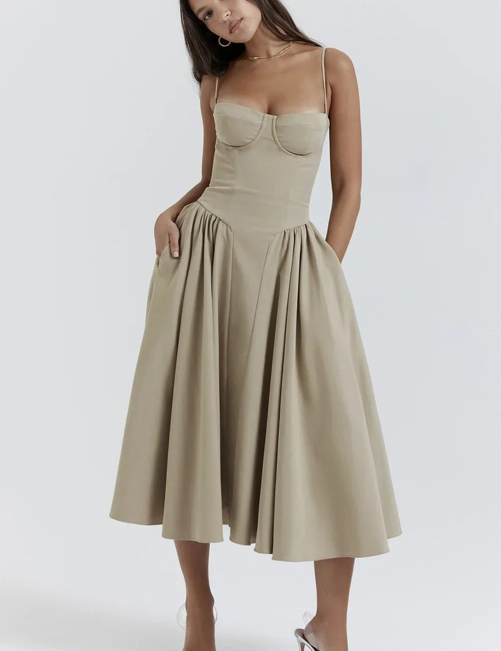 Sigrid | Midi Length Sleeveless Bustier Dress